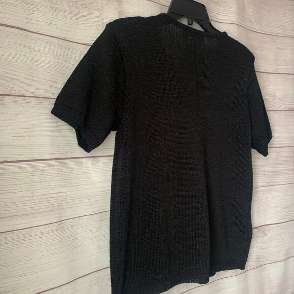 Studio Collection Black Cardigan Sweater Button Up Front Short Sleeve Size M - Picture 15 of 16